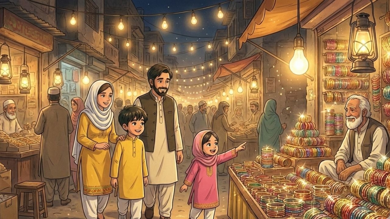 90s Eid Preparations | Eid Cards & Stitching Clothes | Ghibli Style Cozy Video
