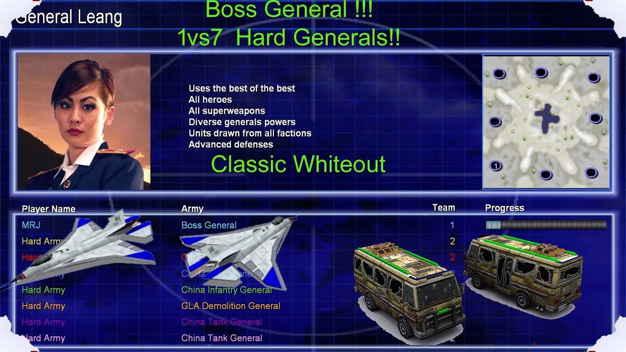 Boss General 1 vs 7 Hard Generals. (Classic Whiteout)