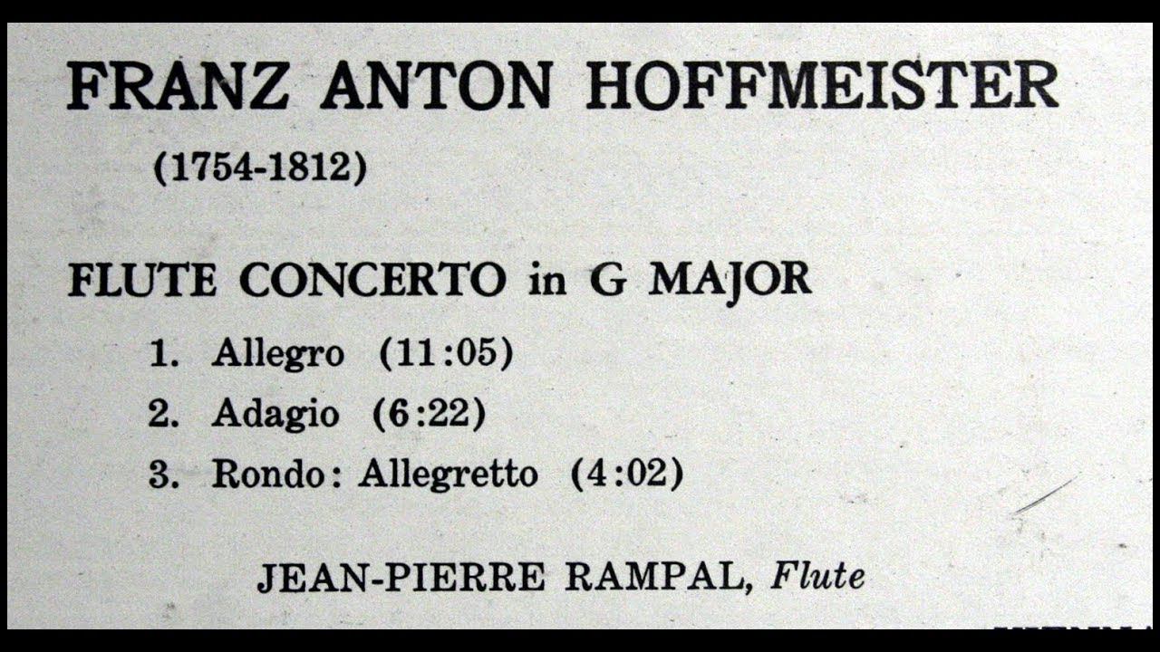 Hoffmeister / JP Rampal, 1962: Flute Concerto in G Major - VINYL LP