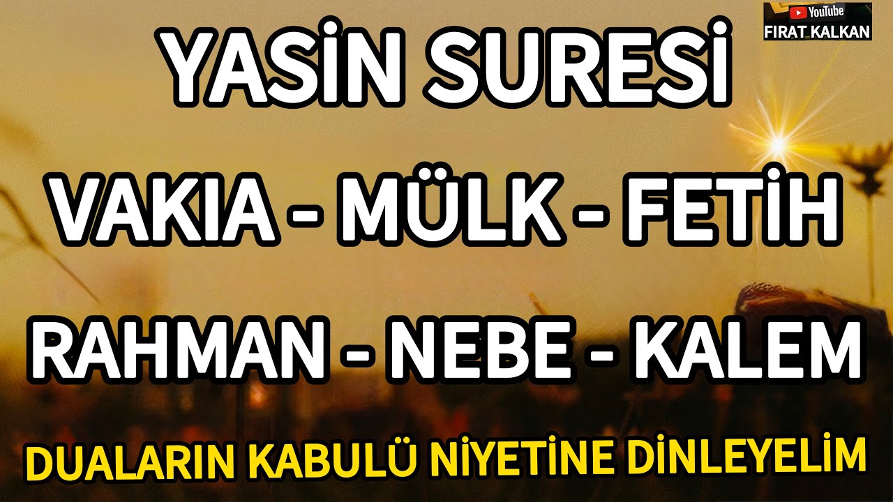 YASİN SURESİ - VAKIA SURESİ - MÜLK SURESİ - FETİH SURESİ - RAHMA SURESİ - NEBE ve KALEM SURESİ🍁