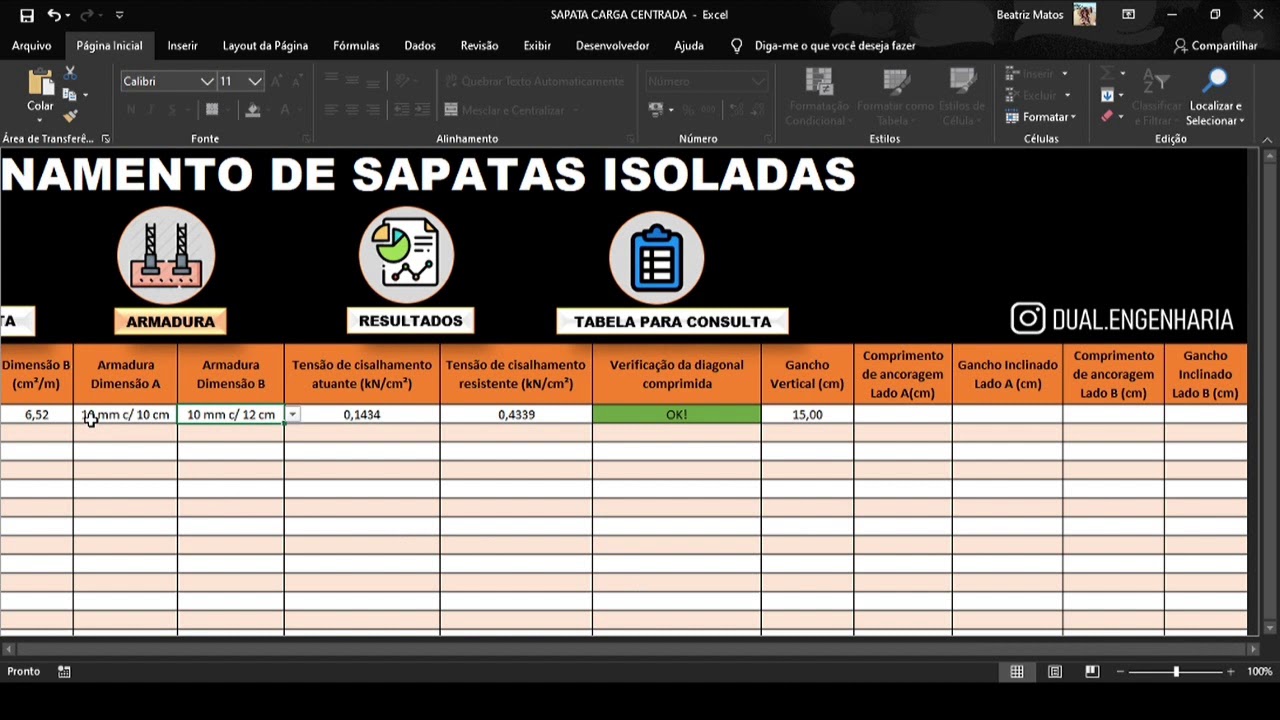 Planilha de Sapata Isolada no Excel - Passo a passo