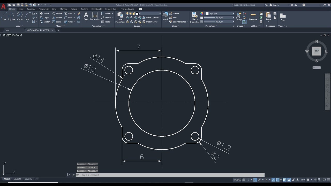 AutoCAD Mechanical Drawing for Beginners | Mechanical Engineering Exercise | Bangla | Part-1