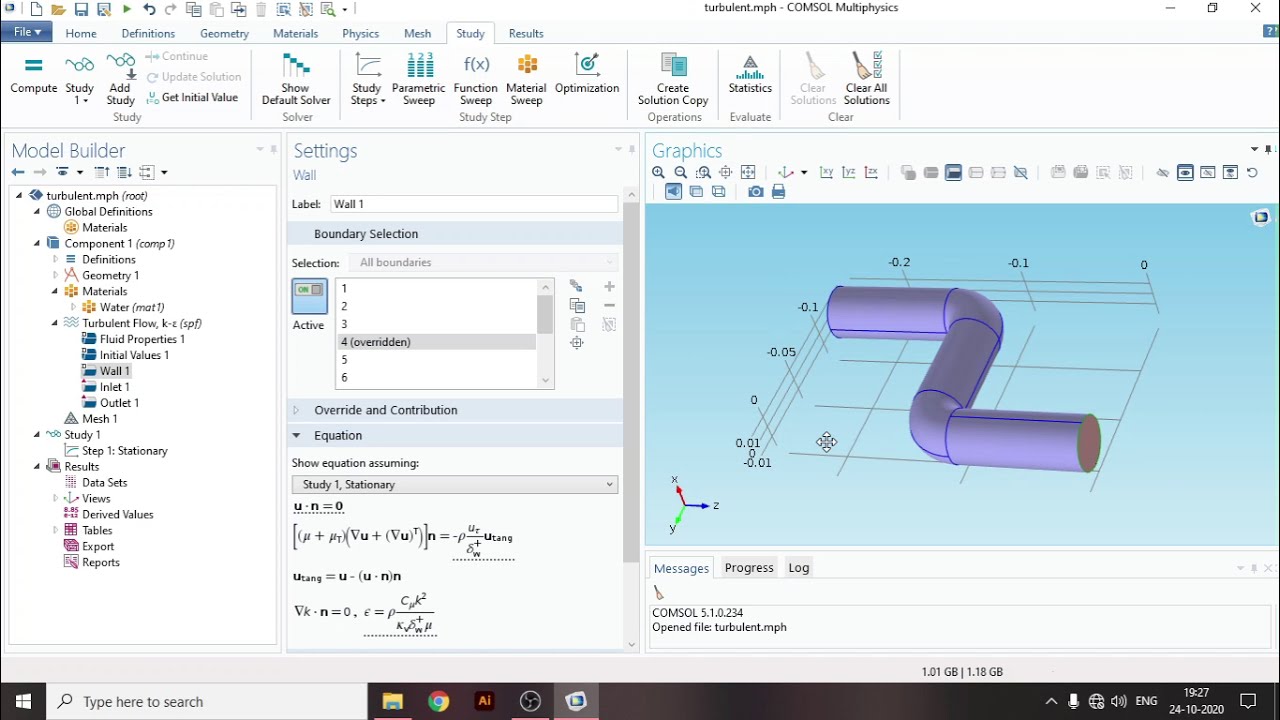 Анализ турбулентных потоков с помощью COMSOL Multiphysics — линии тока и вихри (модуль «Поток жид...