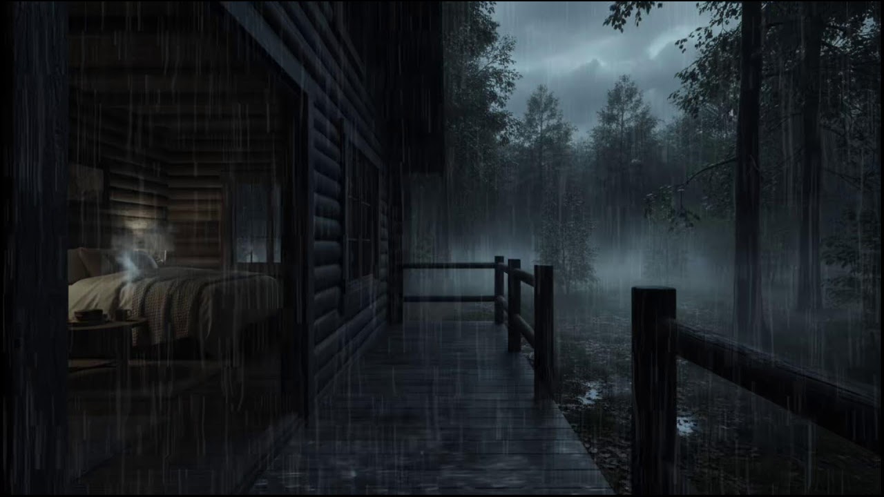 Soft Forest Rain at a Cozy Cabin 🌲 | Calming Sounds for Deep Sleep
