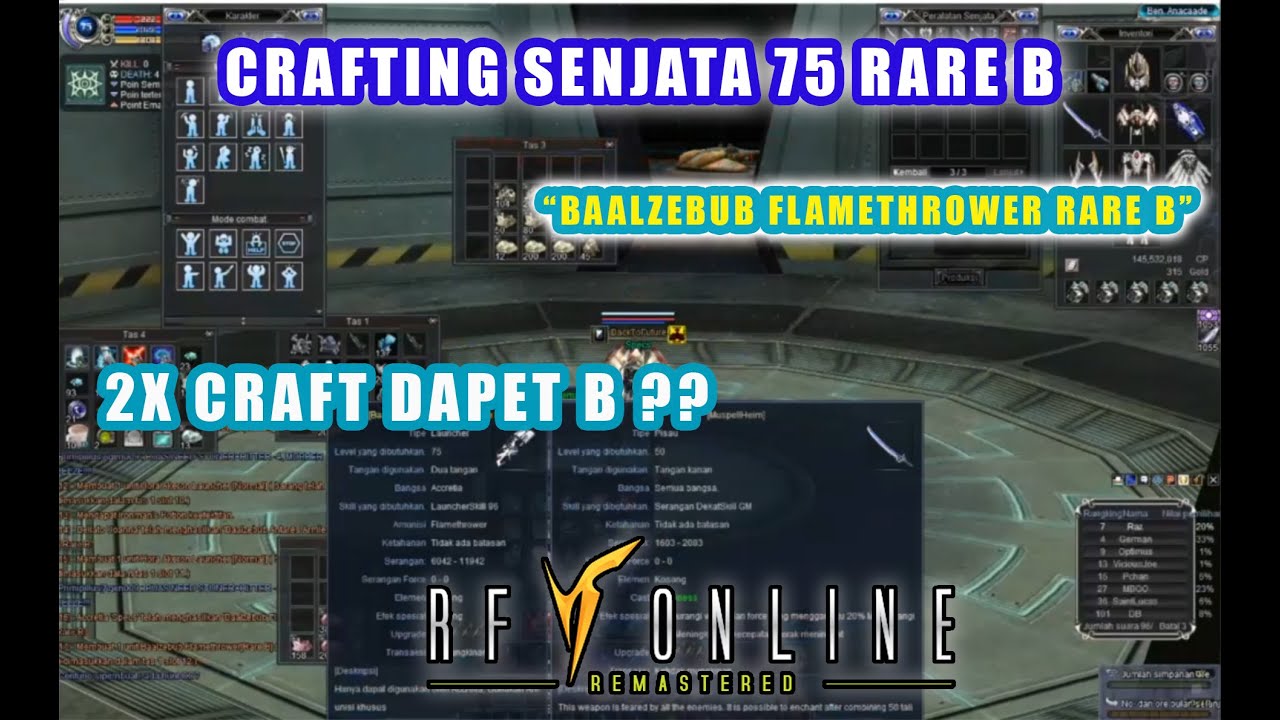 CRAFTING SENJATA BAALZE RARE B - RF REMASTERED SERVER ZIGMA