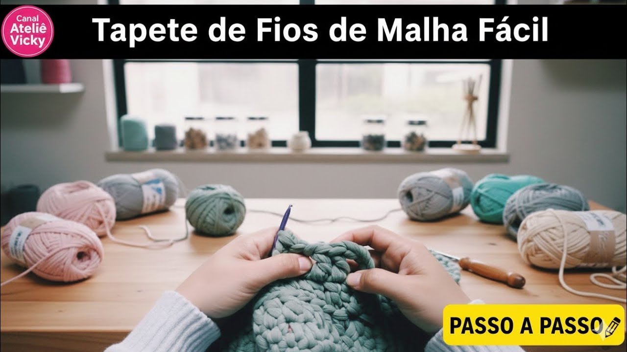 Tapete de fios de malha ou trapilho de crochê #2