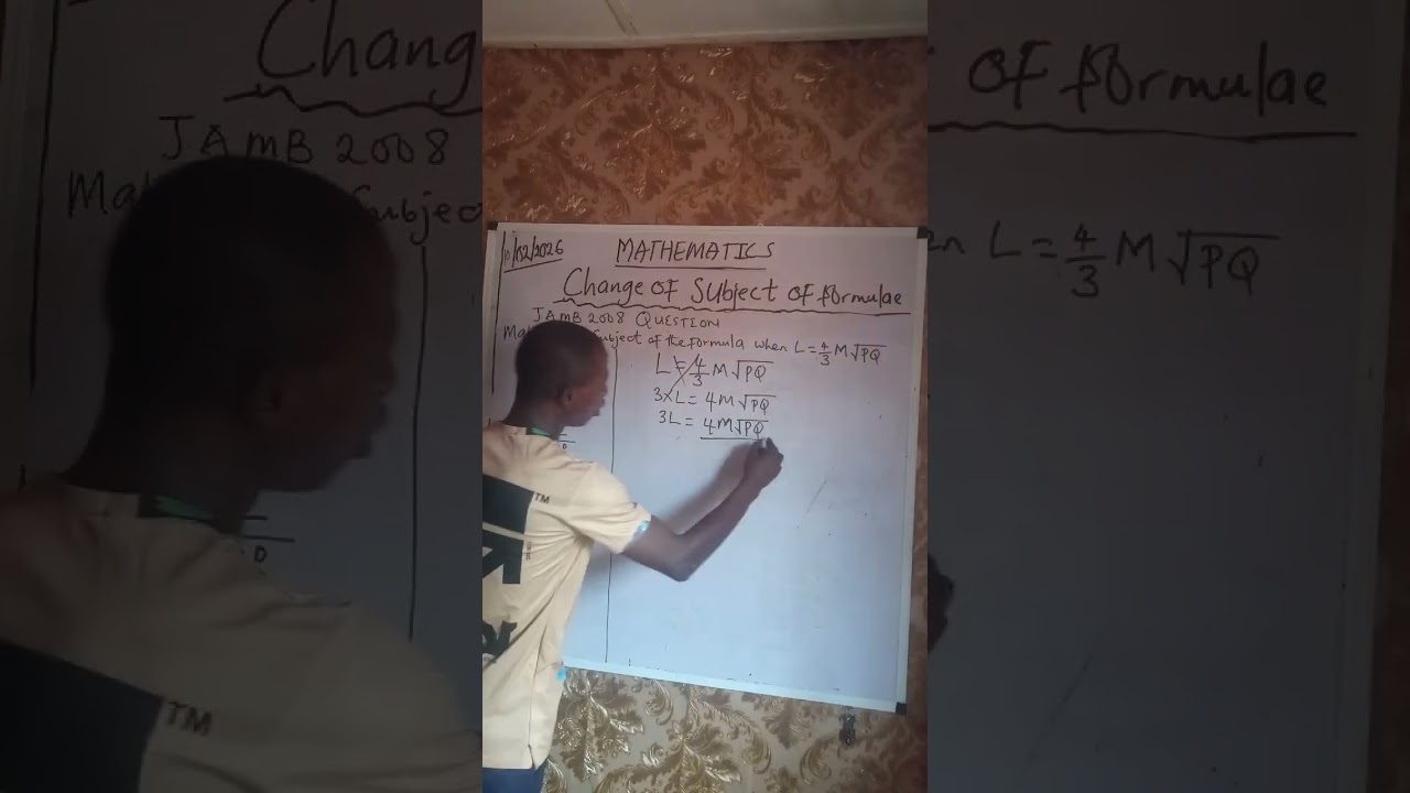 Jamb questions on change of subject of formulae. Don't forget to subscribe.