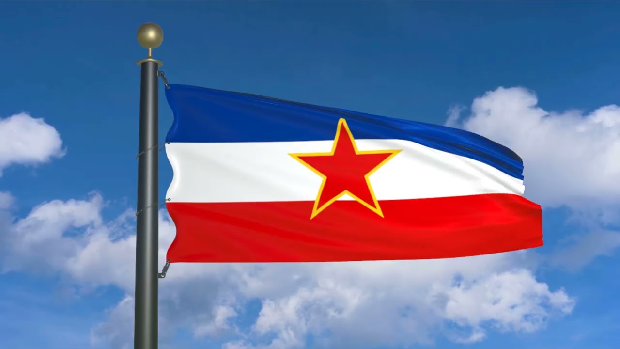 Flag of Yugoslavia 1946-1992 (moving clouds)