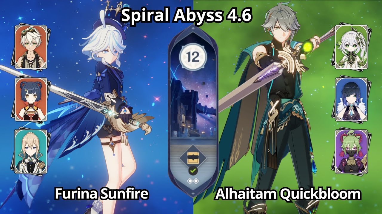 C0 Furina Sunfire & C0 Alhaitam Quickbloom - Spiral Abyss 4.6 Floor 12 Genshin Impact