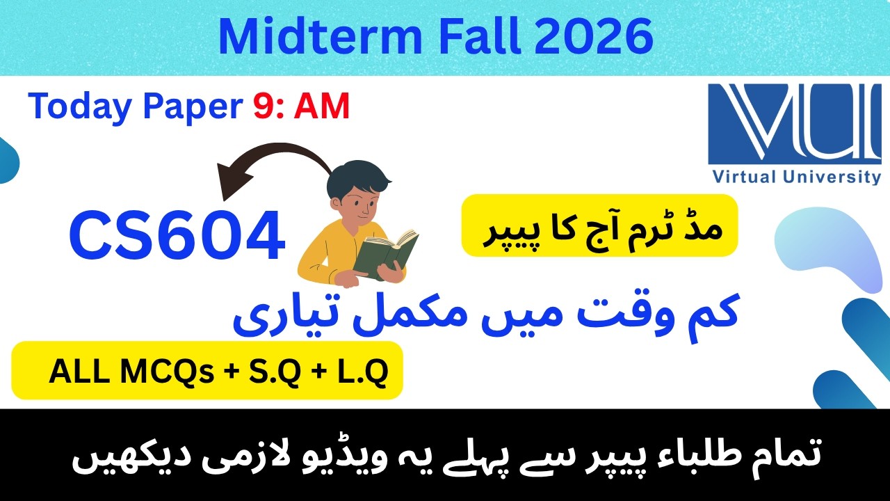 CS604 Today Paper June 2026 | CS604 Midterm Paper Discussion | Important MCQs & Questions | VU CS604