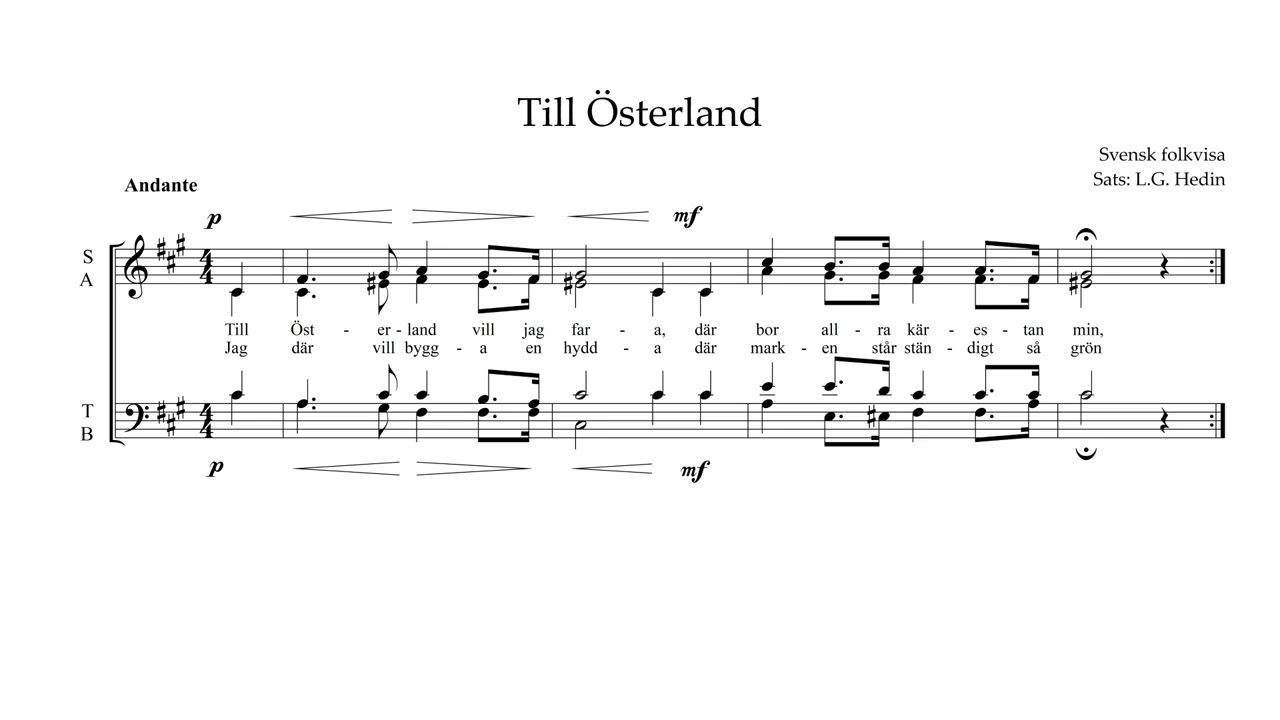 Till Österland (Blandkör) - Tenor
