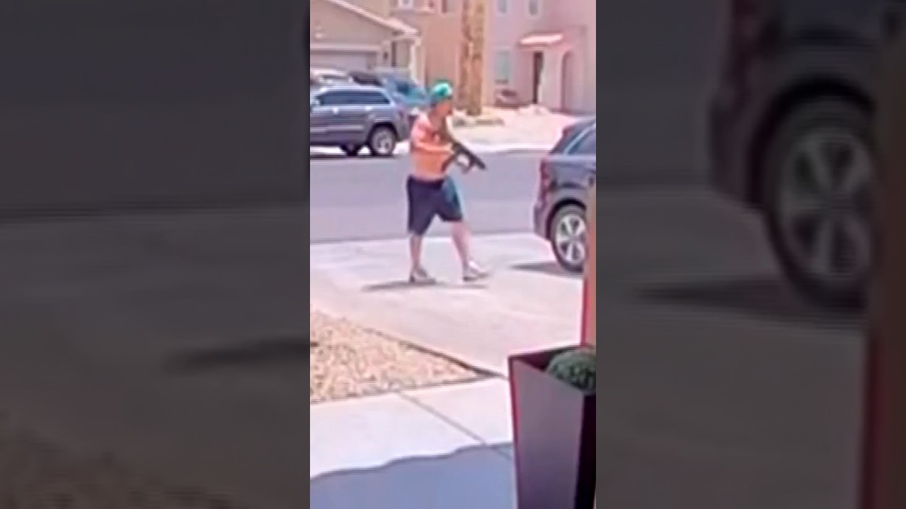Videos show man firing AR-15 at Las Vegas homes