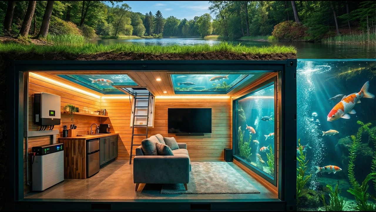 I Built a Hidden Underground Container Home Under a Pond (ASMR Construction)