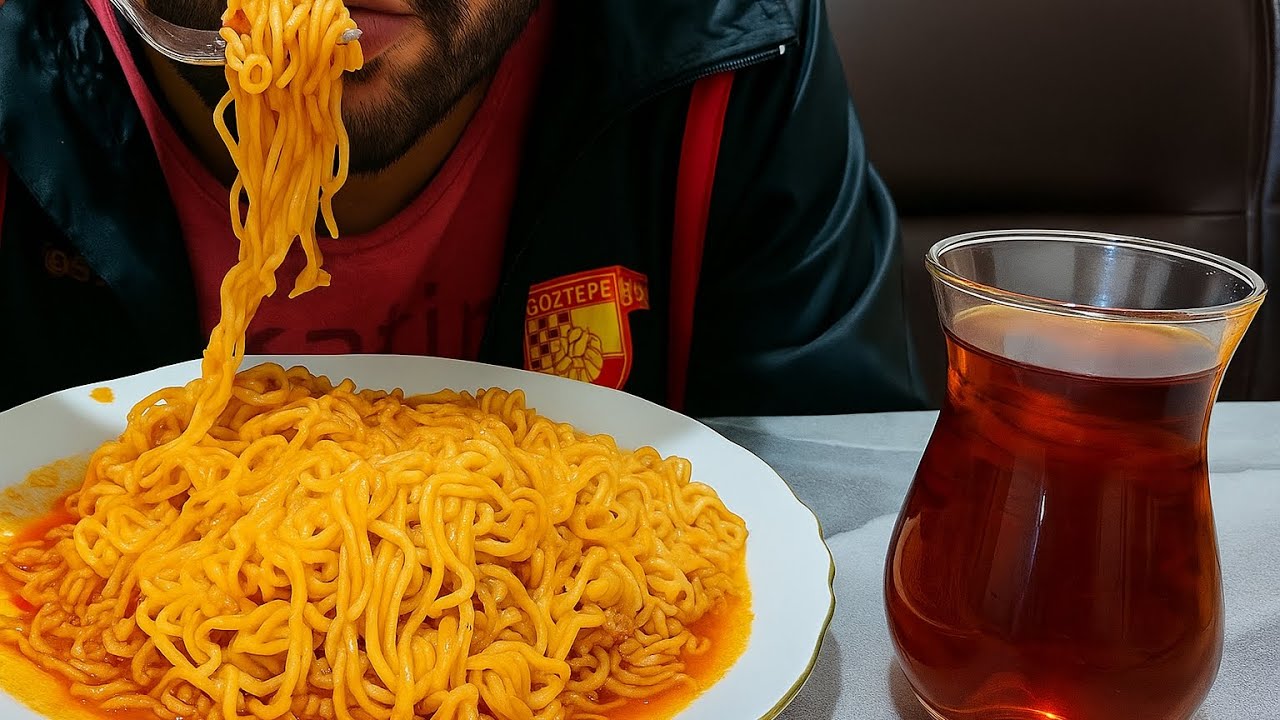 🔥 TURKISH SPICY NOODLES ASMR | No Talking | Real Eating Sounds 🍜 #asmr #eatingsounds #noodles 
