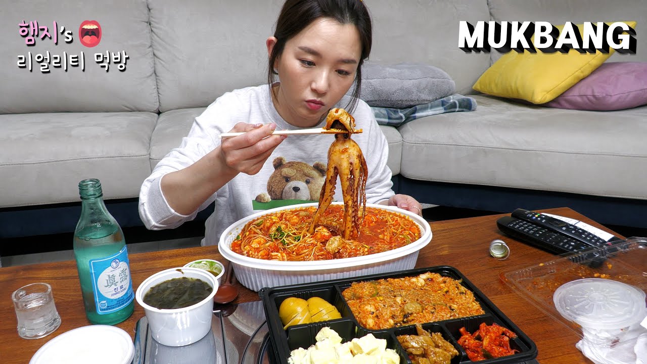 리얼먹방:) 매콤한 알찜에 소주한잔!! ★낙지랑 새우도 추가했어요😎ㅣAL JJIM & SOJUㅣREAL SOUNDㅣASMR MUKBANGㅣ