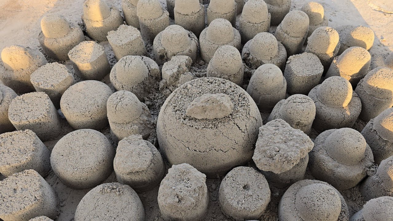 ASMR:Special Video for @javeriamannan ❤️ Sand Grey Concrete Floor Clay Pot Crumbling #asmr