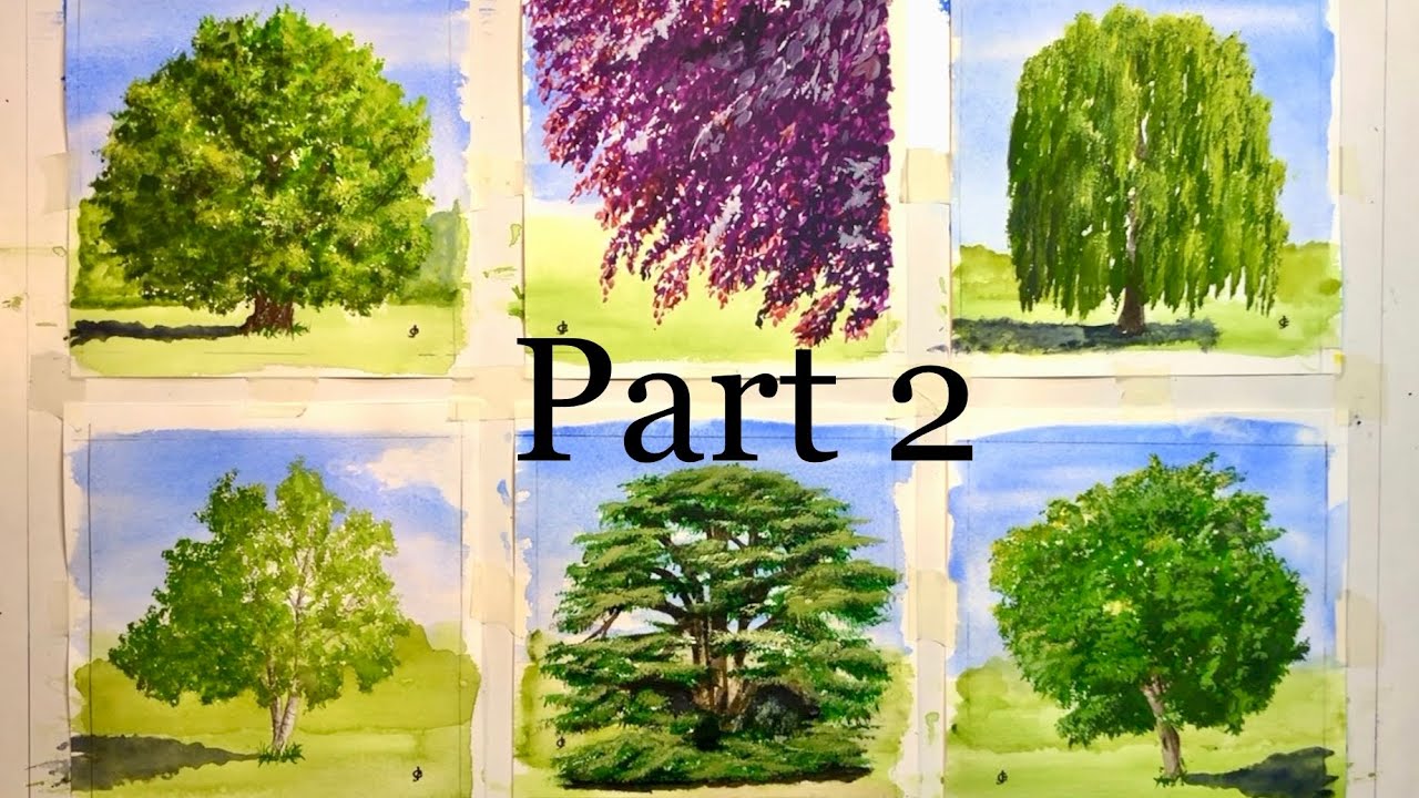Part 2/Easy 6 Painting Ideas/Watercolour/Quick Techniques/Simple Painting Trees/DIY Art/James Art