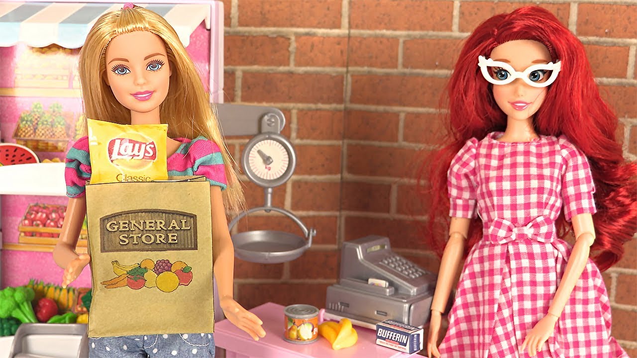 Barbie Supermarché Histoire Poupées Raiponce Elsa Marinette