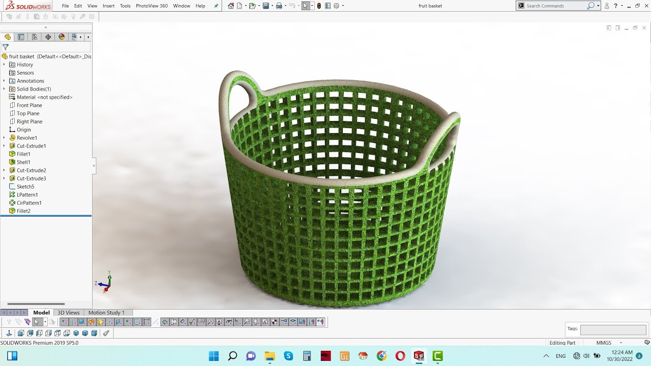 Fruit Basket Drawing and Design Tutorial in Solidwork
