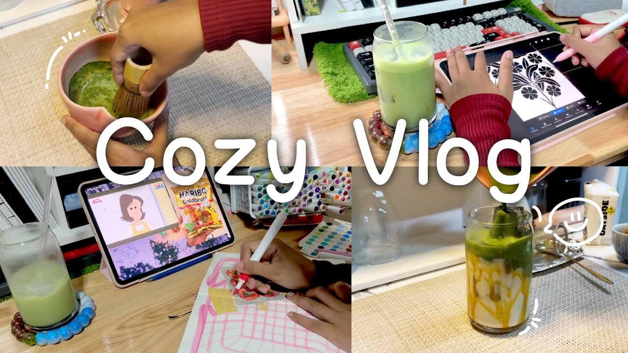 Daily vlog 🎀 | afternoon routine ◕‿◕✿  ทำมัตฉะ, วาดรูปส่งสต๊อก, ฝึกใช้สีอะคริลิก