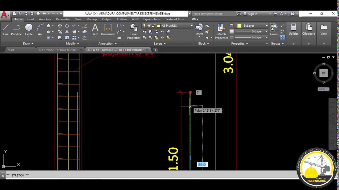 como detalhar um pilar no autocad