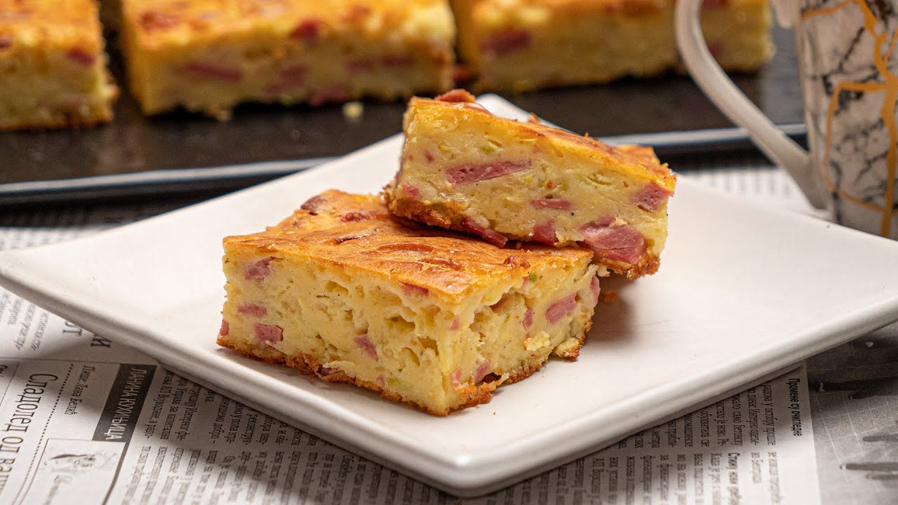 Razljevuša - ukusna i brza pita sa tikvicama i šunkom