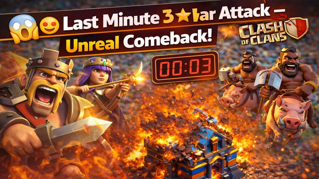 😱 Last Minute 3⭐ War Attack – Unreal Comeback!  Clash of Clans