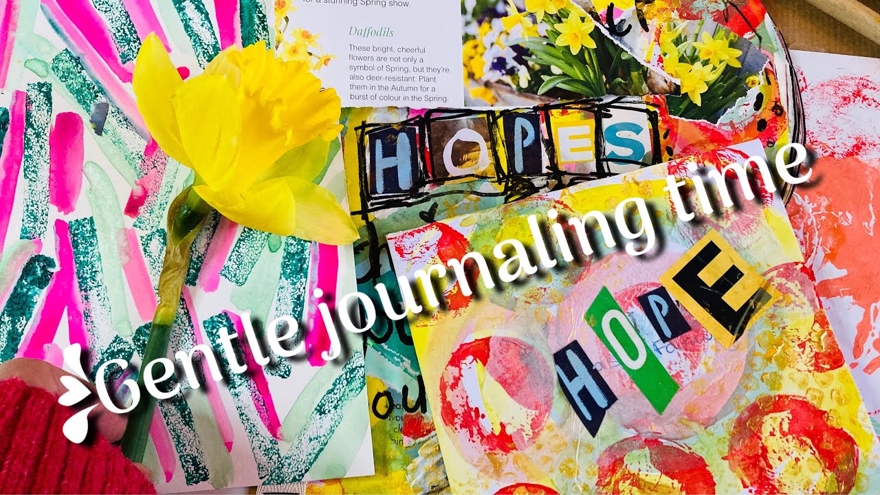 It’s time 🕰️ for gentle journaling simple page #mixedmedia #collage #howto #gentlejournaling 
