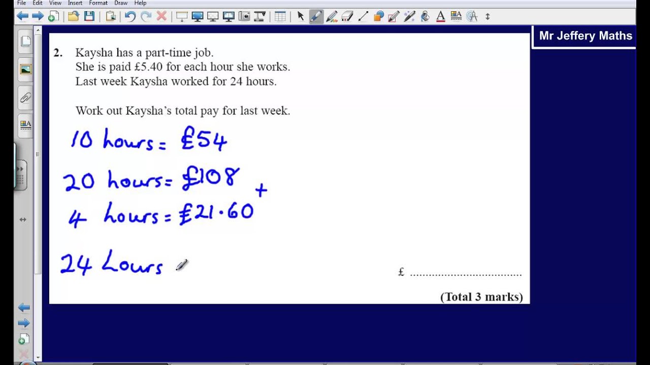 Wages - Question 2 Edexcel GCSE Maths 2008 Non-Calculator Solution