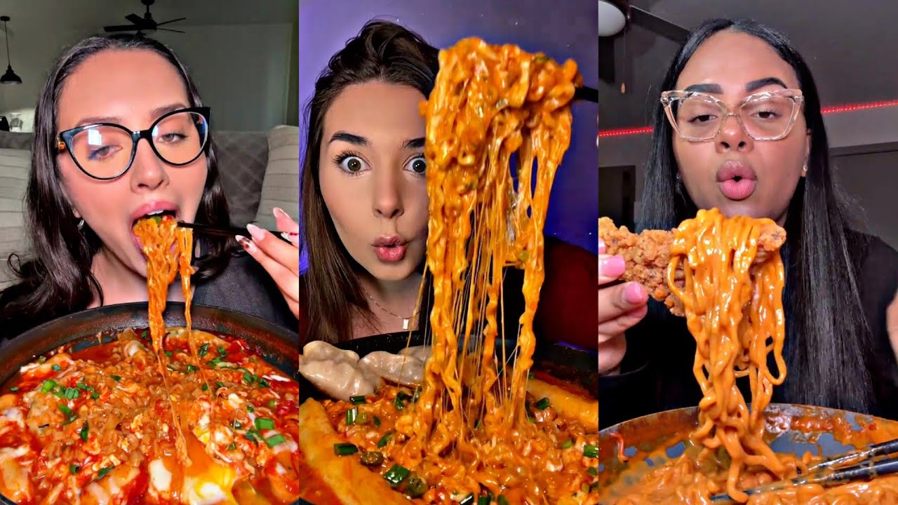 TIKTOK Viral Buldak Noodles Mukbang Compilation ASMR 😋