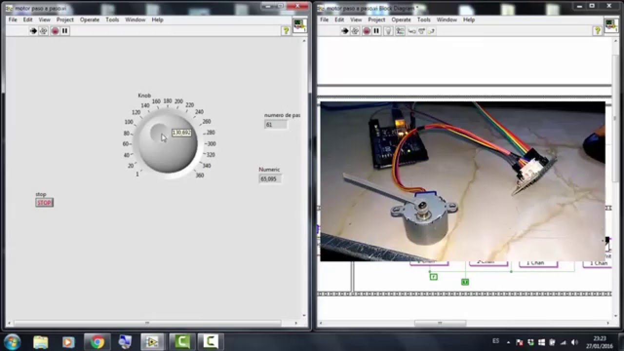 Motor paso a paso con arduino, labview, makerhub linx.