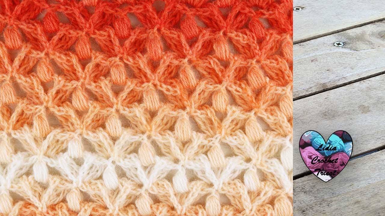 Point crochet petites fleurs en relief 