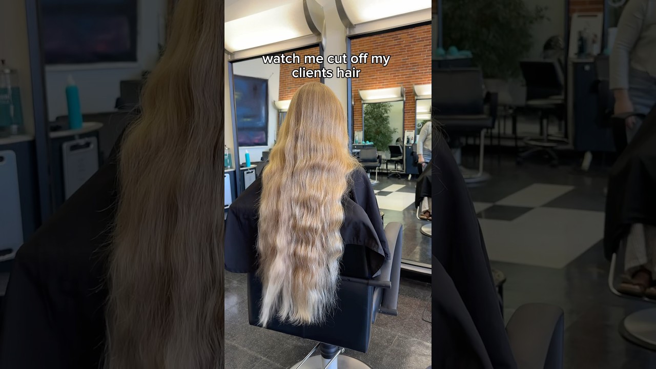 Watch me cut off my Client&rsquo;s hair #hairstylist #haircut #chop #hairdonate #asmr #salonhair