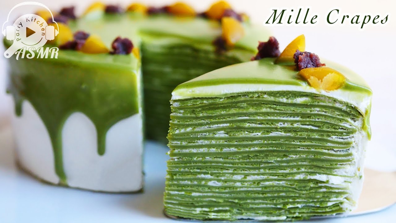抹茶のミルクレープ / Matcha Green Tea Mille Crape(Crepes Cake)【料理レシピはParty Kitchen🎉】
