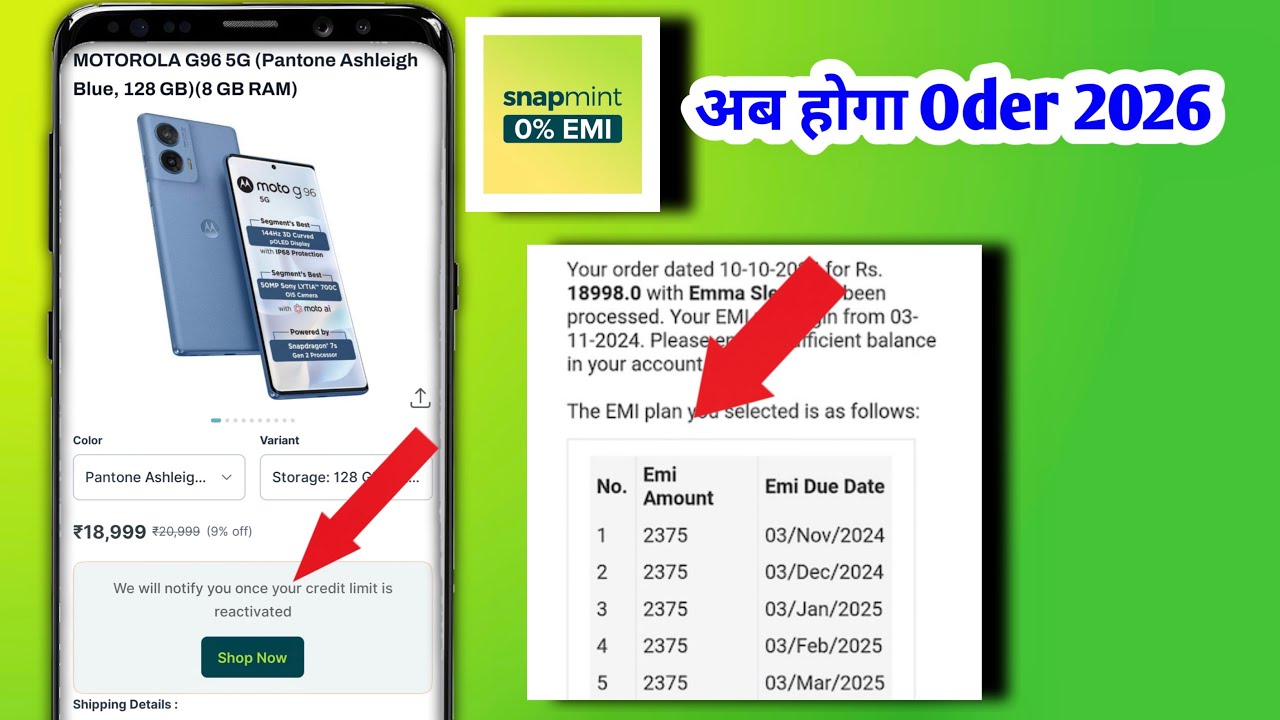 we will notify you once your credit limit is reactivated snapmint || snapmint Oder problem 