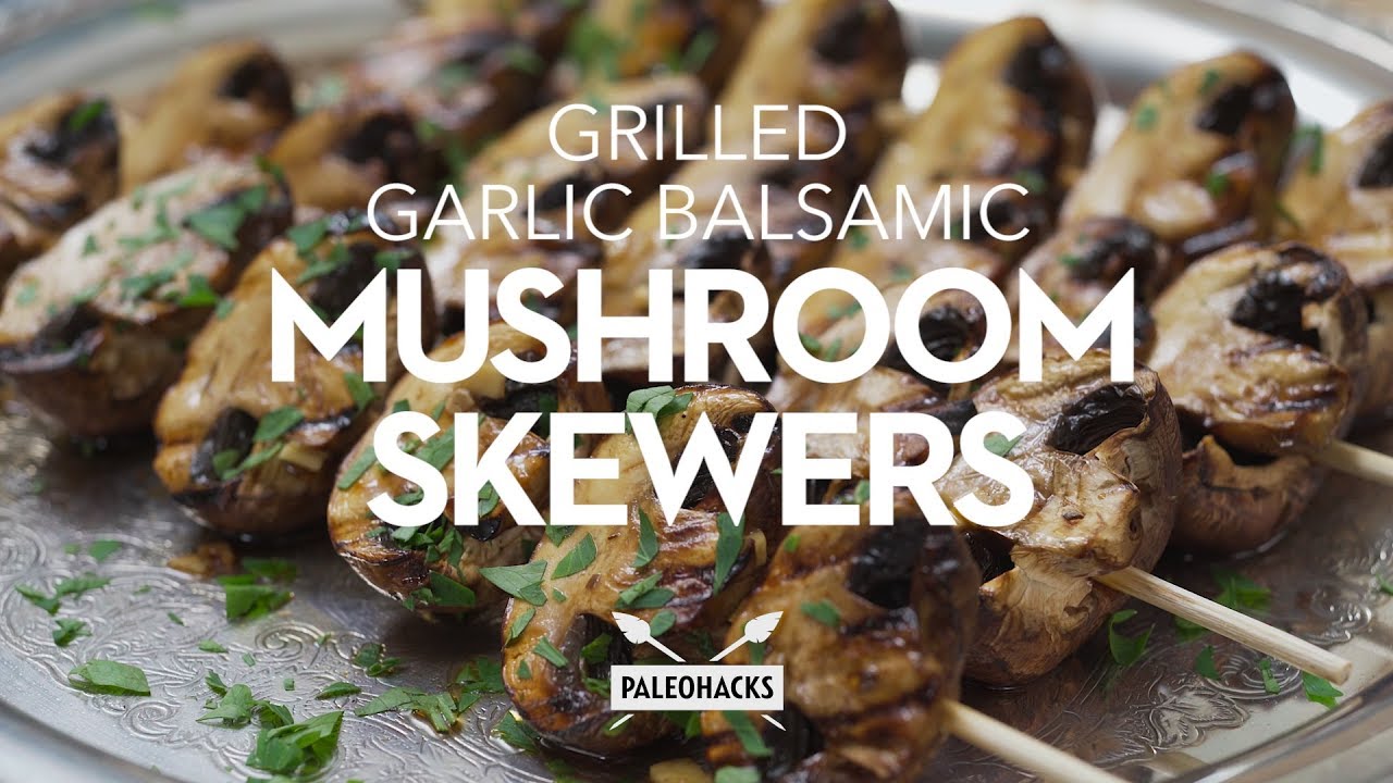 Grilled Garlic Balsamic Mushroom Skewers