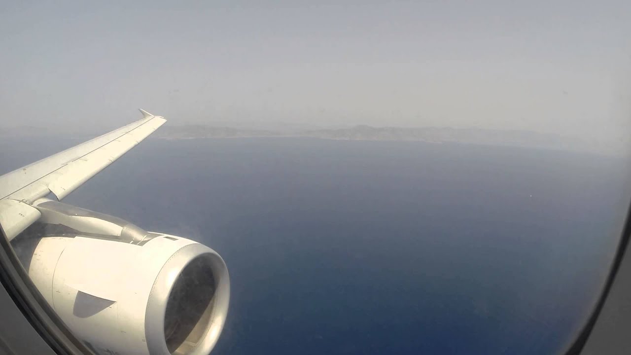 Approach and landing at Rhodes - inbound from Thessaloniki - onboard Aegean A320