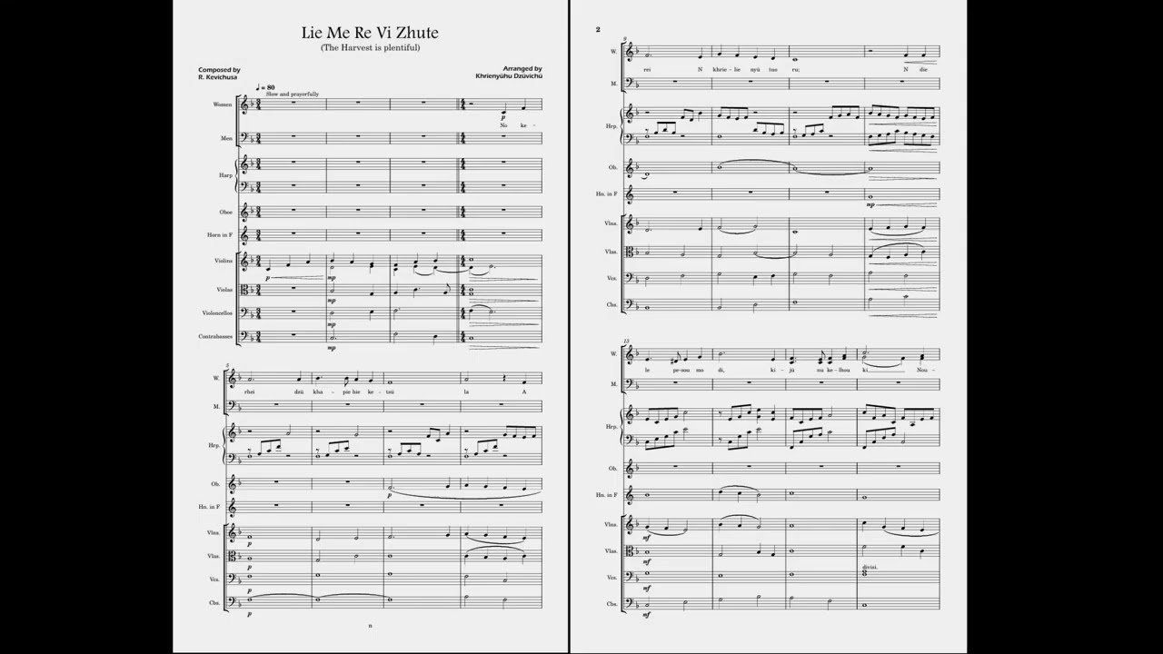 LIE ME RE VI ZHUTE | R . KEVICHUSA | Arranged for SATB choir.