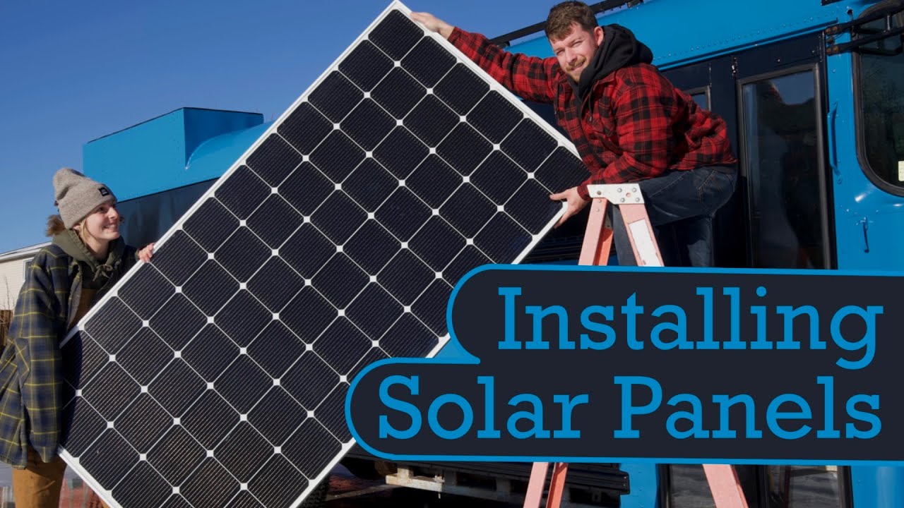 Solar Panel Install | Skoolie Conversion Ep. 18 | Adam & Steph