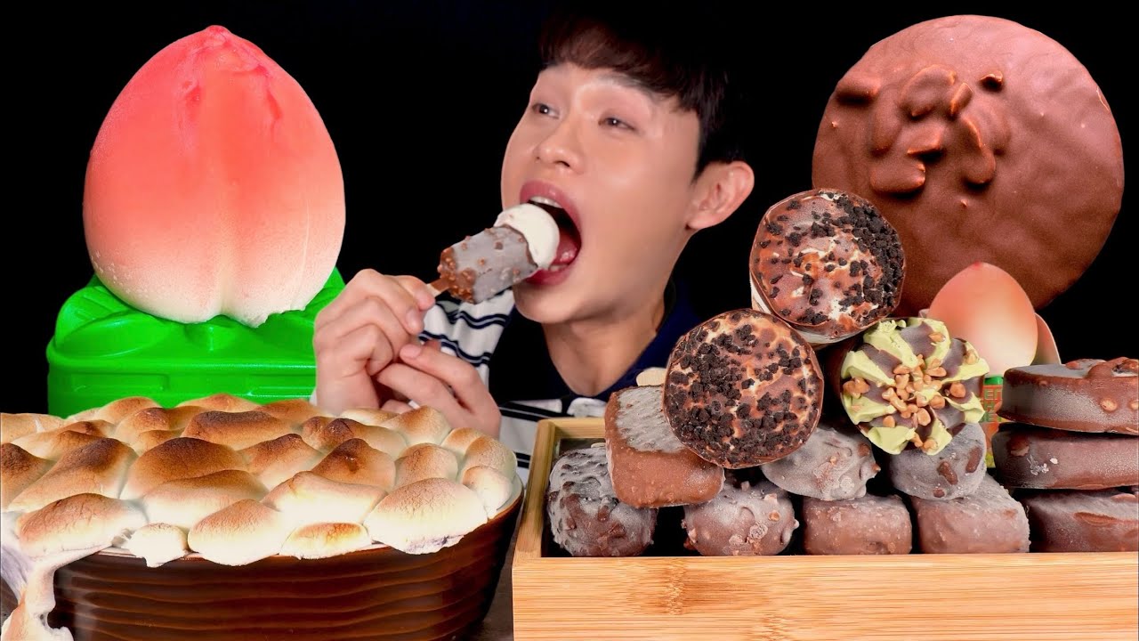 ASMR 몽실몽실 스모어딥과 오도독 초콜릿아이스크림 복숭아 아이스크림 먹방~!! S’more Dip With Chocolate Ice Cream MuKBang~!!
