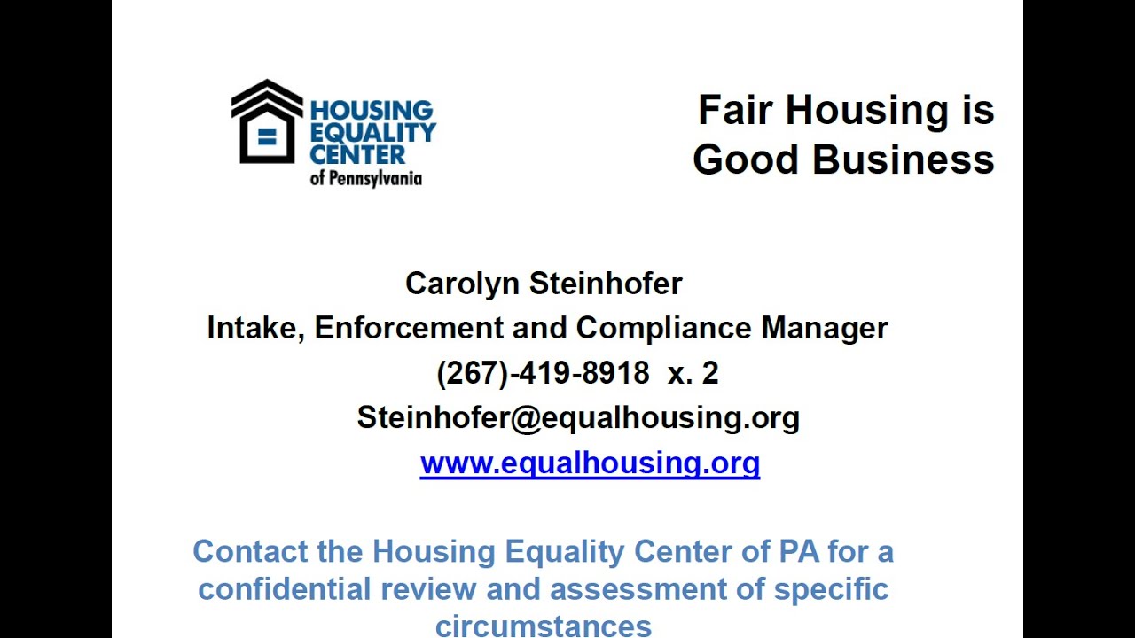 Fair Housing  Current Issues in Bucks County & Beyond