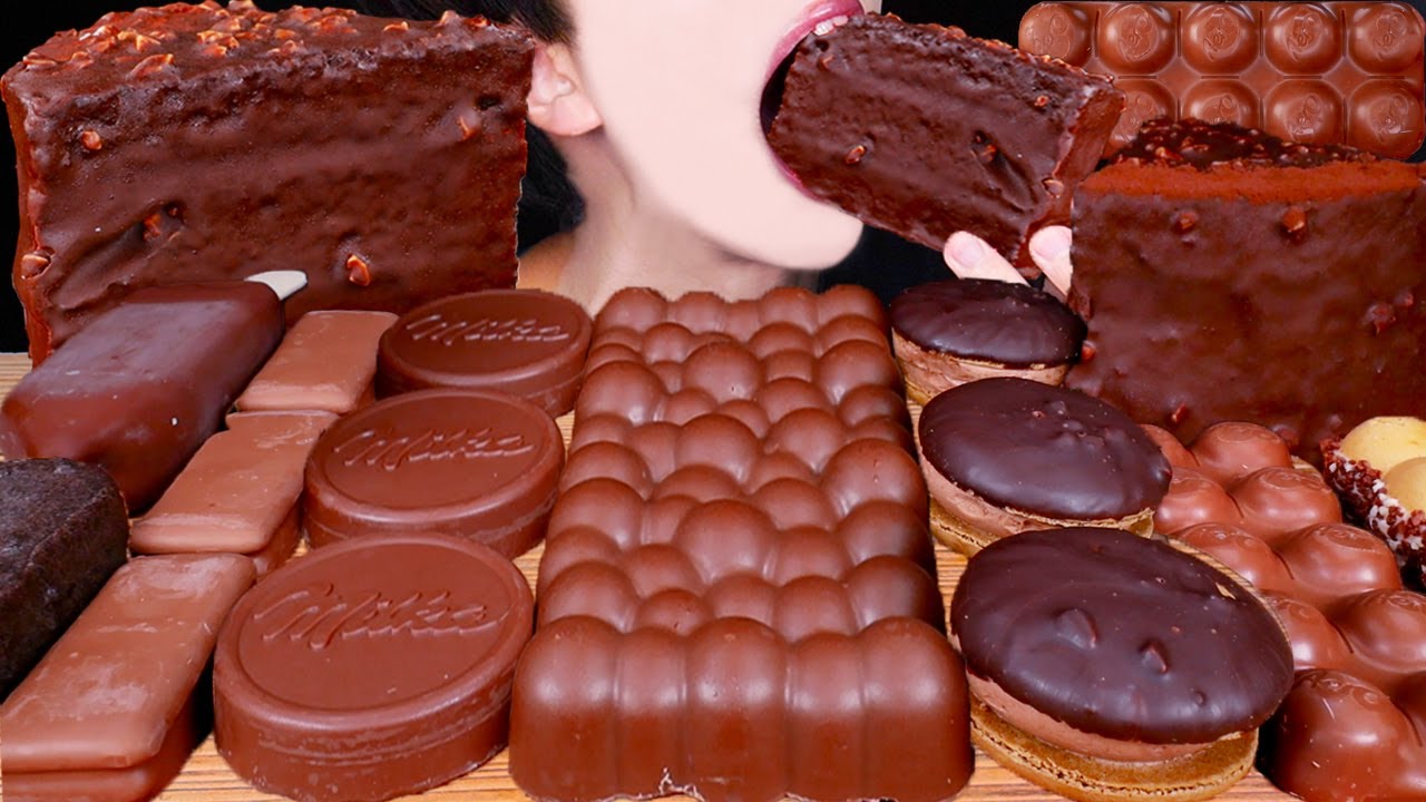 ASMR KINDER CHOCOLATE CAKE OREO MAGNUM ICE CREAM NUTELLA TWIX DESSERT MUKBANG 초콜릿 먹방 EATING SOUNDS
