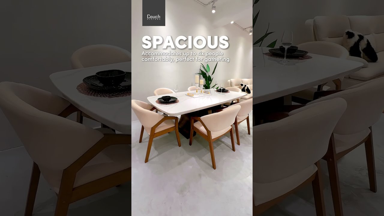 MARBLE COATING DINING TABLE SET with 6 CHAIRS [ - COUCH DESIGNS