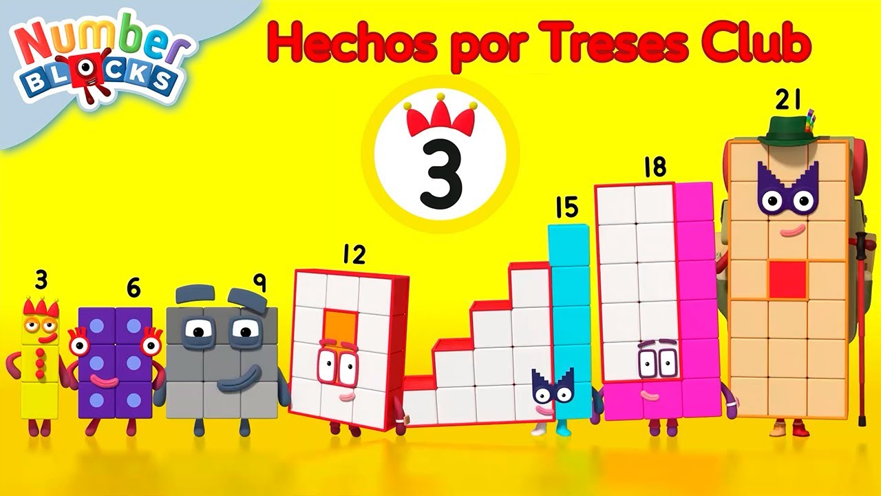 Club Tres 🟡 | Dibujos animados de matemáticas - 123 | Numberblocks en Español