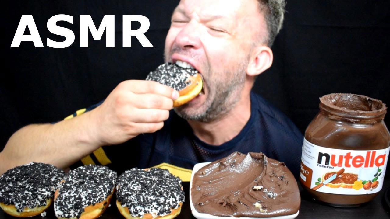 OREO DONUTS NUTELLA ASMR DIPPING CRUNCHY SOUNDS BINGE MUNBANG DESERT NO TALKING
