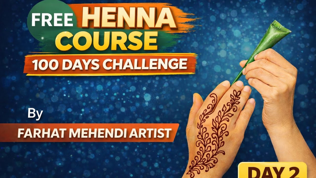 Day 2 | Henna Vines Tutorial | FREE Henna Course | 100 Days Challenge | Farhat Mehendi Artist