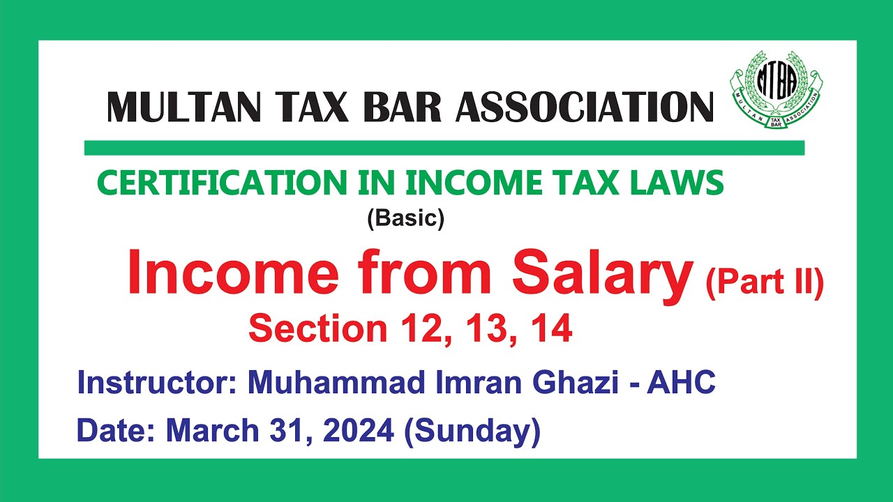 Income from Salary (Part II) under Income Tax Ordinance, 2001