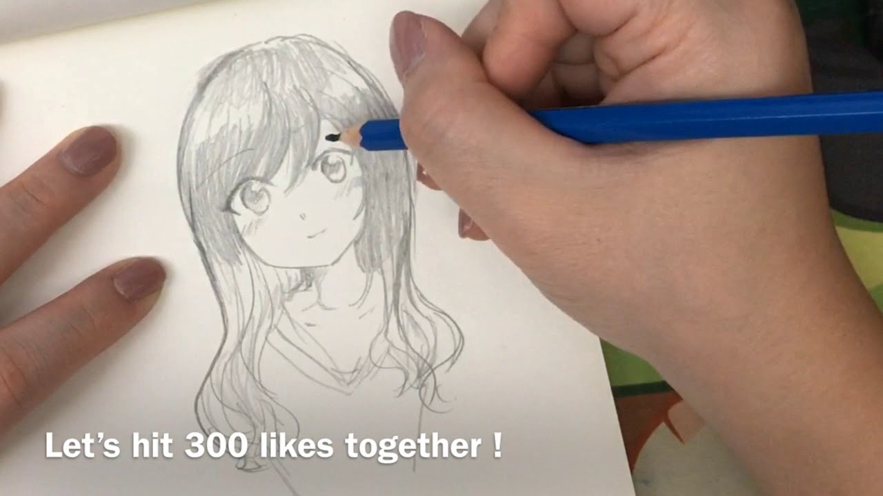 How to draw anime girl by pencil