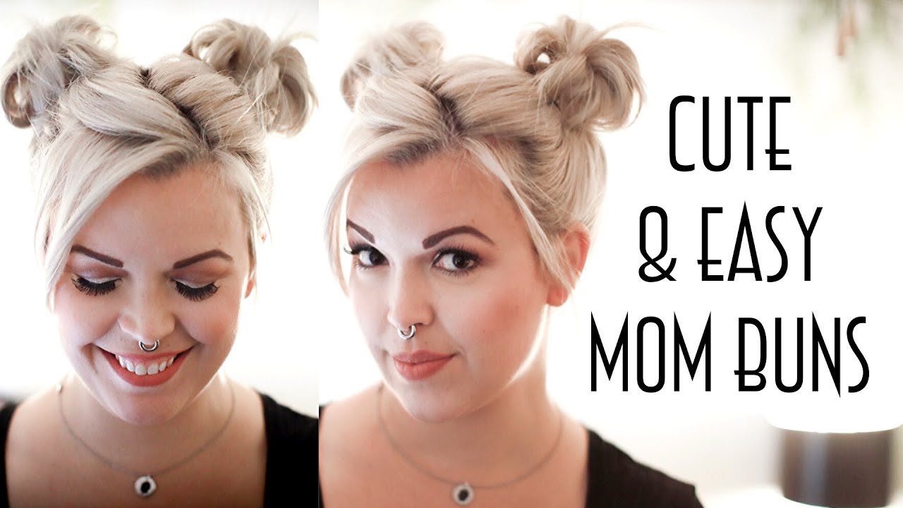 QUICK & EASY Mom Buns! (space buns on short hair in under 10 Minutes!)