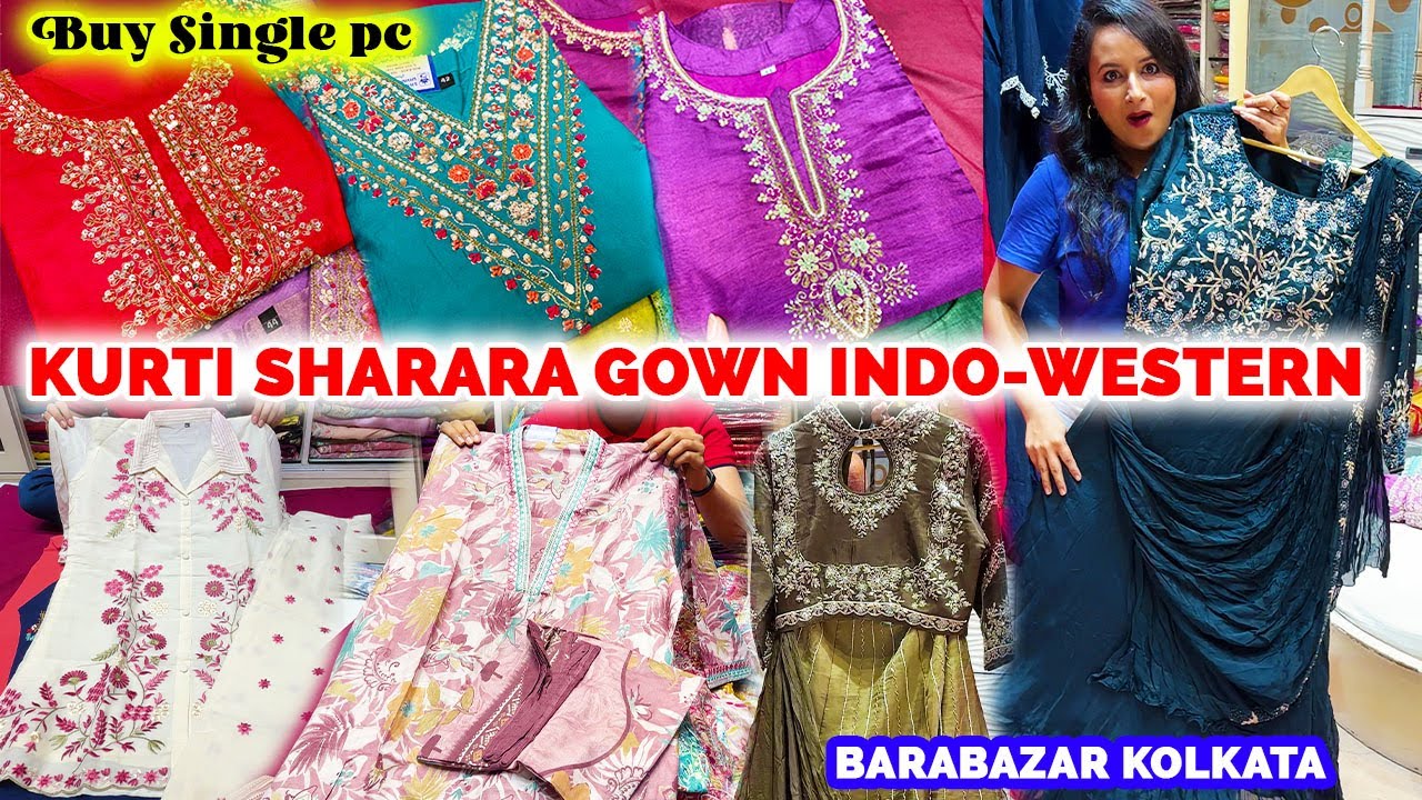 Retail Kurti Barabazar Kolkata | Barabazar Sharara Collection | Indo Western for Wedding Guest